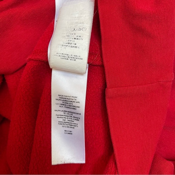 Polo Ralph Lauren Big Pony #3 Patch Edition Red Embroidered Hoodie Sweatshirt L - Picture 10 of 12